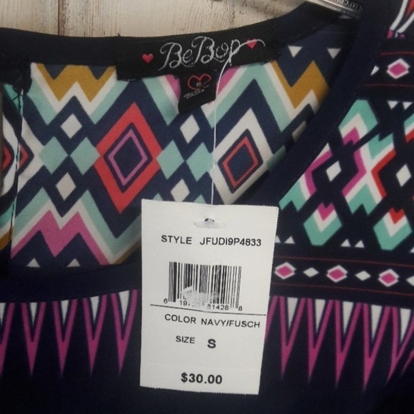 Bebop Shift Dress Tribal Boho Chic Geometric S NWT - Picture 4 of 6